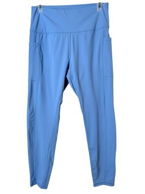STRETCHTHERULES Medium High-Rise Light Blue Leggings with Side Pockets